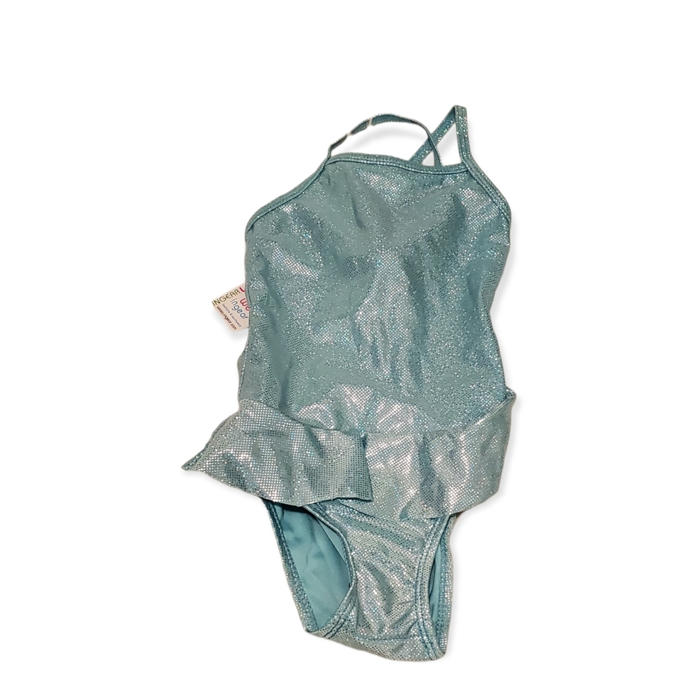 New Metallic Green Blue Sparkle Toddler 1 piece swimsuit